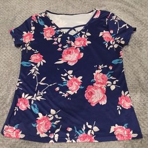 Navy Blue floral blouse